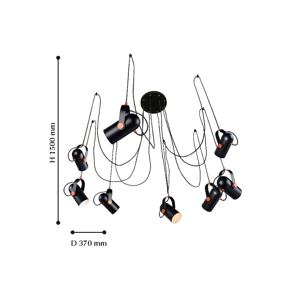 Подвесная люстра Favourite Ampolla 2007-8P FAVOURITE ДИЗАЙНЕРСКИЕ, AMPOLLA 108660 Черный  - Вид №1