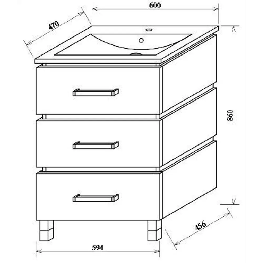 Тумба под раковину напольная Sanflor «Торонто» 60 см цвет светлое дерево STLM-2162208 - Вид №5