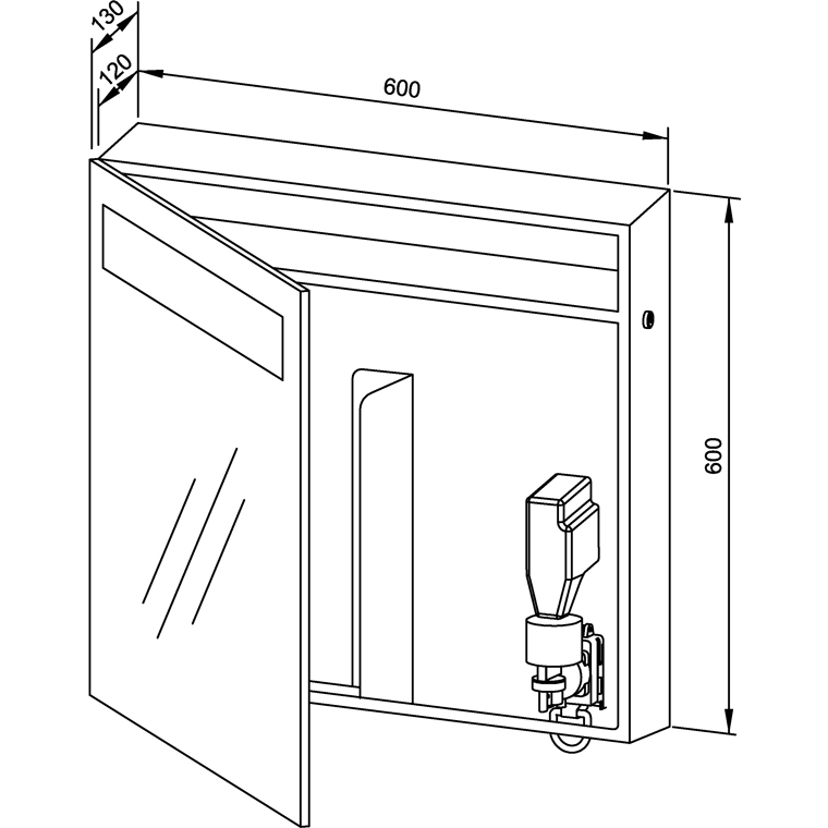 727892 Зеркальный шкаф комбинированный пенопластовое мыло/бумага WP650-5 WAGNER_EWAR Wagner Ewar  - Вид №1