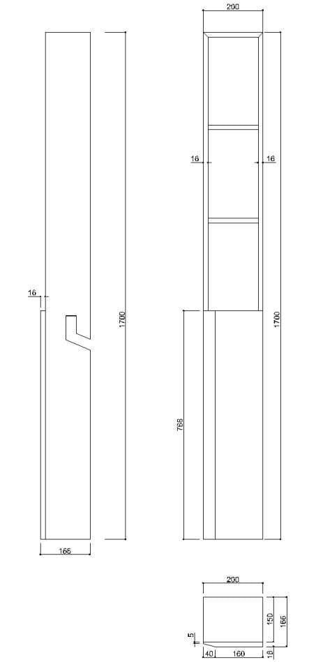 Высокий подвесной шкаф для ванной комнаты из МДФ Ponte Giulio Hug ARCH-00000471 - Вид №3