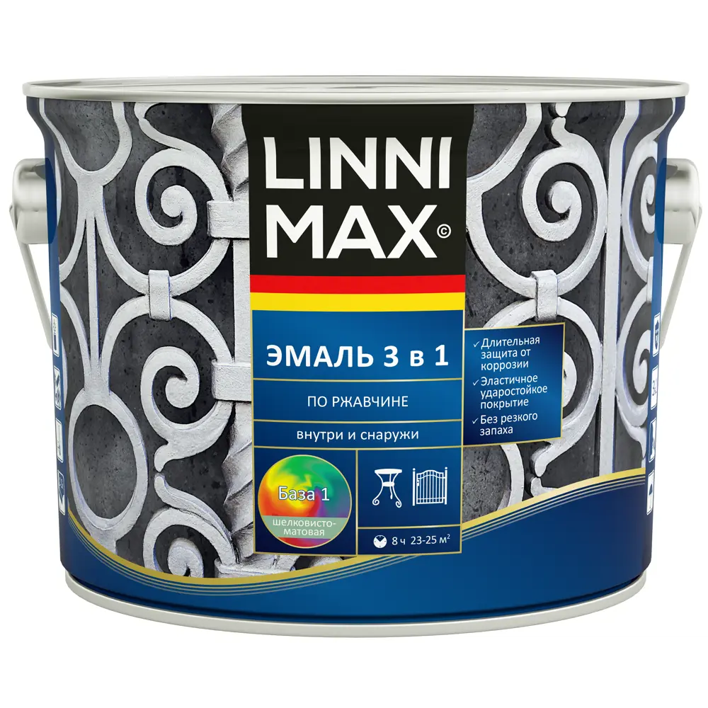 LINNIMAX Грунт-эмаль 3 в 1 по ржавчине белая 2.5 л 89349600 STLM-1378236