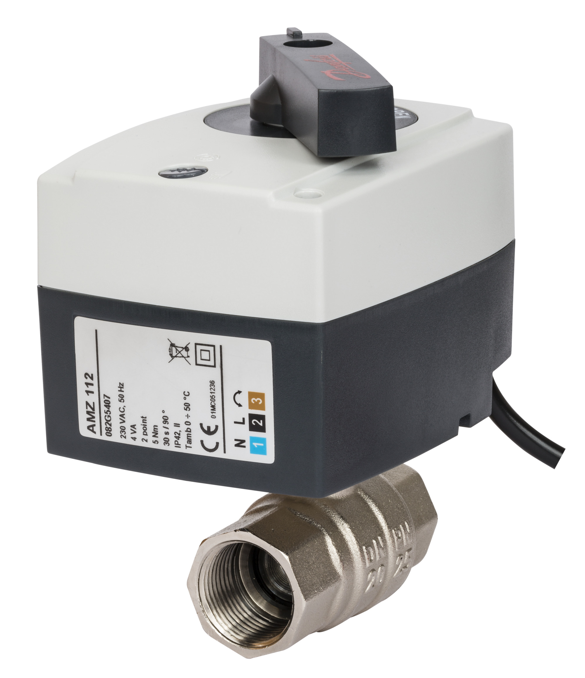 Danfoss Клапаны двухпозиционные шаровые с электроприводом AMZ 112 — проходной, AMZ 113 — трехходовой AMZ 112 кран шар 2х поз Ду32 э/п 230В 082G5409  - Вид №3