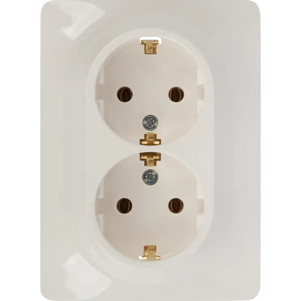 Розетка двойная встраиваемая Schneider Electric Glossa с заземлением цвет молочный SYSTEME ELECTRIC STLM-2054618
