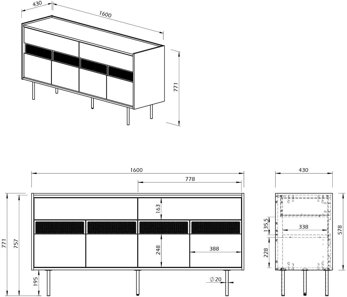TemaHome Буфет МДФ с ящиками Radio 9500.406034/65/96/6126  - Вид №14