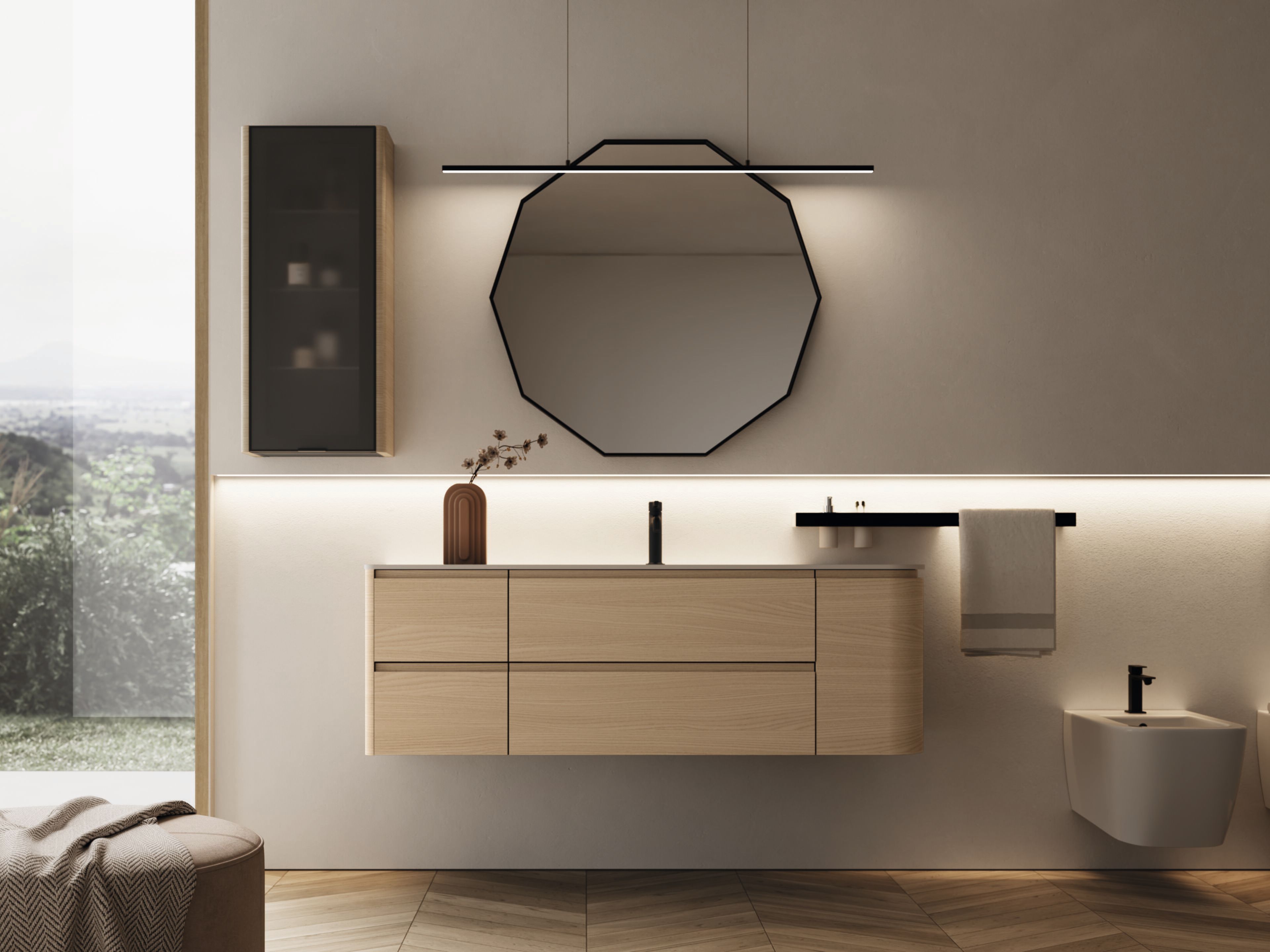 Подвесной туалетный столик с зеркалом Ideagroup Seventy Form ARCH-00052491