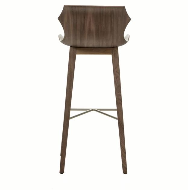 BassamFellows Барный стул из дерева со спинкой Petal Cb-293 - Вид №4