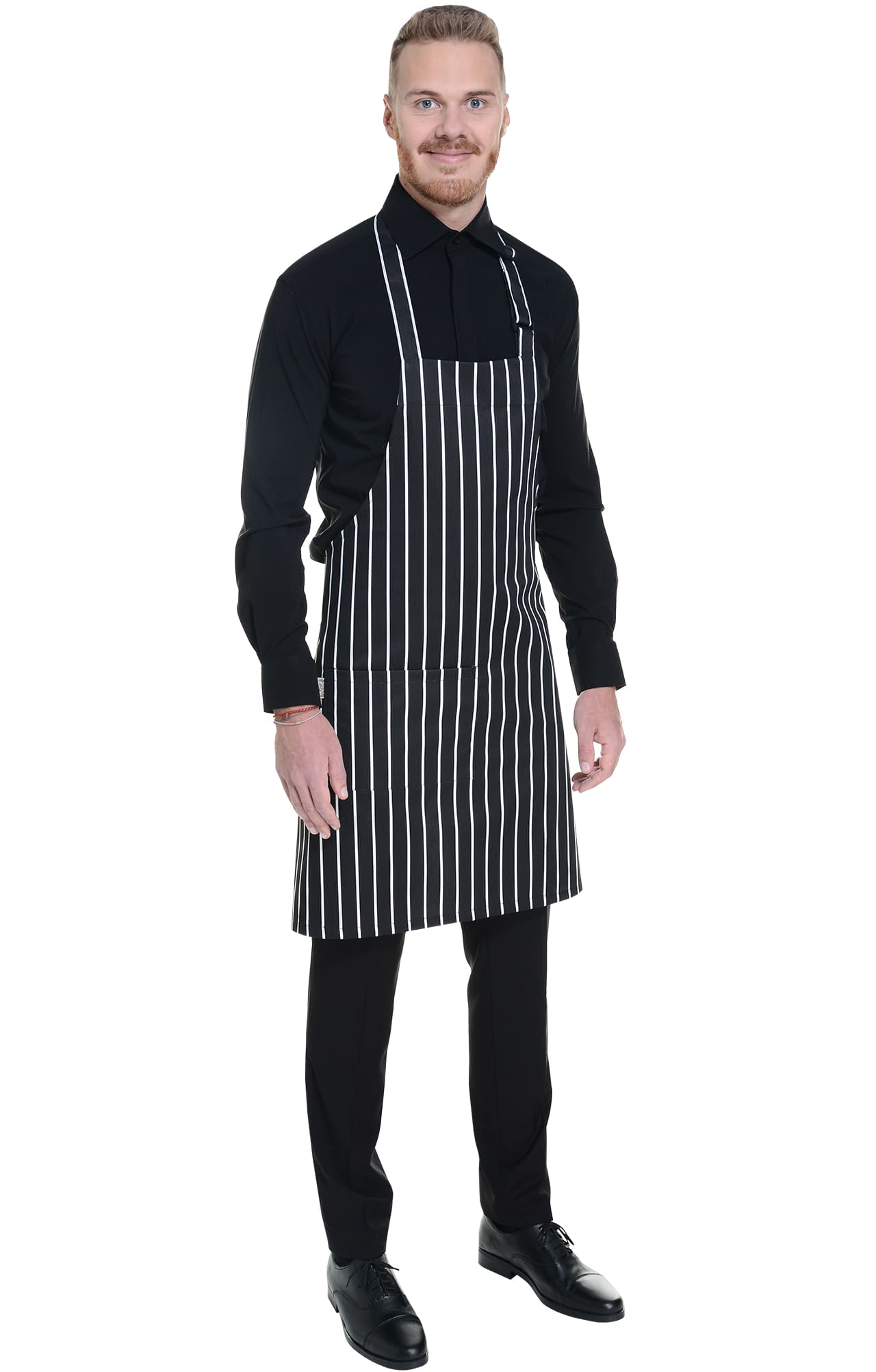 60351 Фартук с нагрудником MixColor black (черно-белая полоска) HORECA  Одежда для официантов  размер  - Вид №7