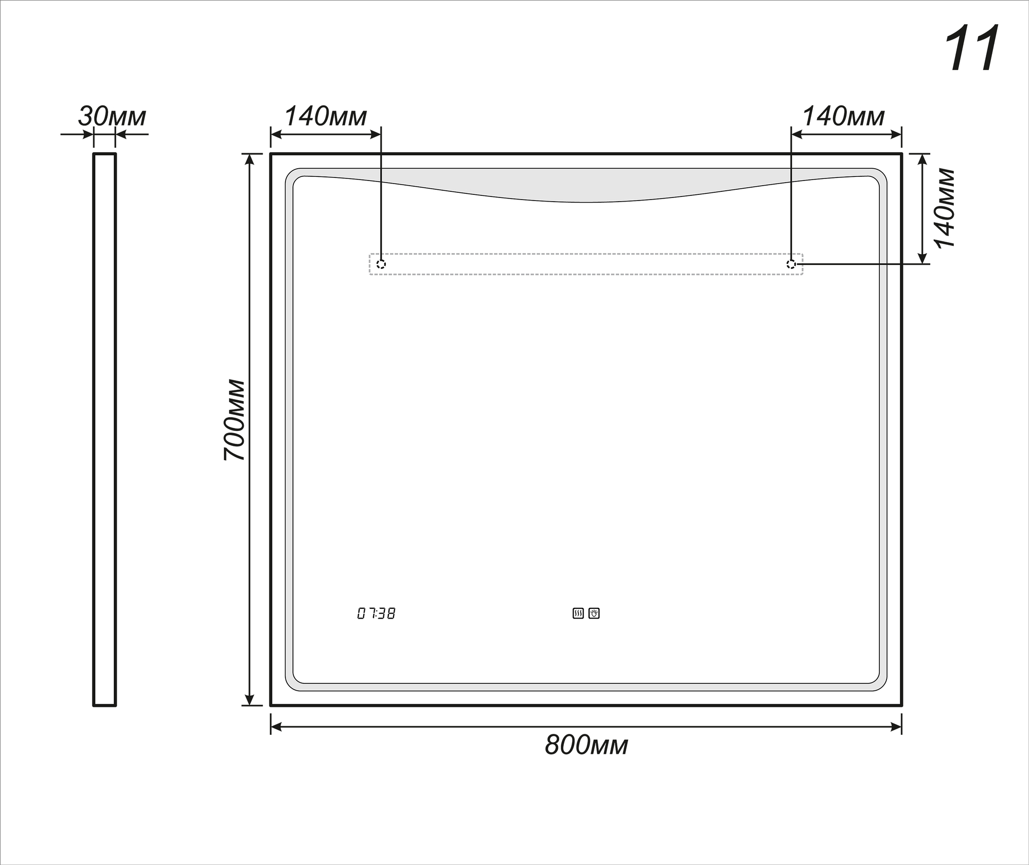 Зеркало Eva Luxe 800800⨉40⨉700 мм хром VIGO sun-id-665175 - Вид №4
