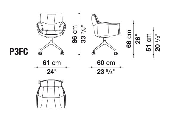Тканевый стул с колесами с подлокотниками B&B Italia Husk ARCH-00093964 - Вид №2