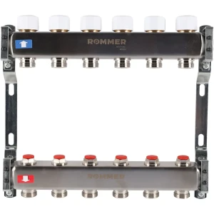 Коллектор без расходомеров Rommer 1"x3/4" 6 выходов нержавеющая сталь RMS-3200-000006 89261884 STLM-2023011