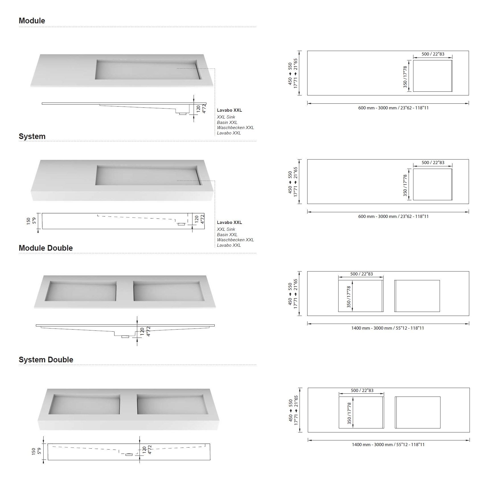 Прямоугольная подвесная раковина из твердой поверхности MOMA Design XS ARCH-00123277 - Вид №2