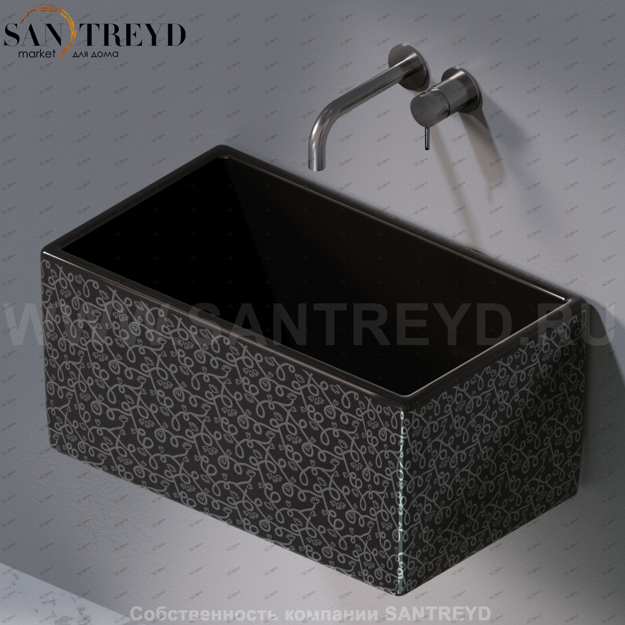 L112401P Подвесная раковина настенная прямоугольная A. e T. Italia Tower черная AeT ITALIA