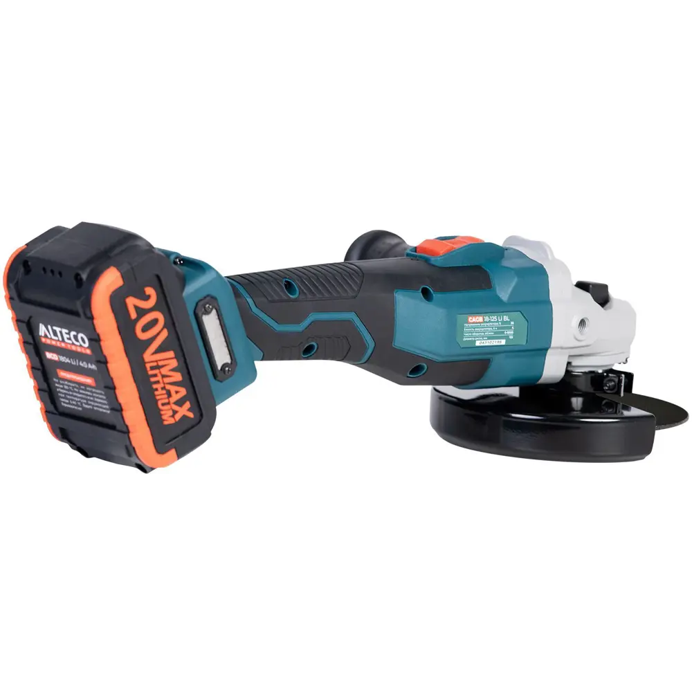 УШМ аккумуляторная бесщеточная Alteco CAGB 18-125 Li BL, 125 мм, 20 В Li-ion 1x4 Ач STLM-2094105 - Вид №2