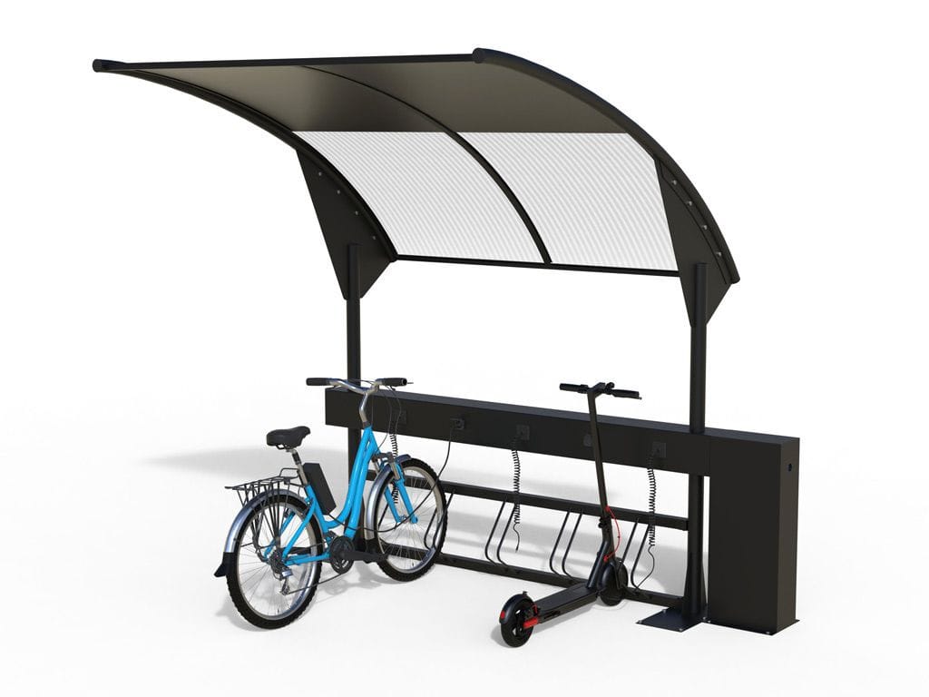 Навес с фотоэлектрическими панелями для велосипедов и мопедов EUROCOMITALIA современная мебель ARCH-00093036