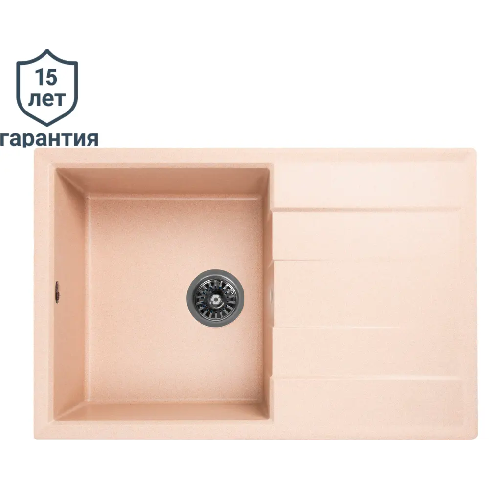 DELINIA Мойка кухонная кварцевая с крылом 78×51 см песочная 82502613 STLM-0028825 - Вид №1