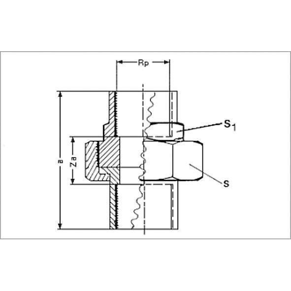 1333012 SANHA 3330 PURAFIT сгон ВР-ВР, с плоским уплотнением 1/2 мм  - Вид №1