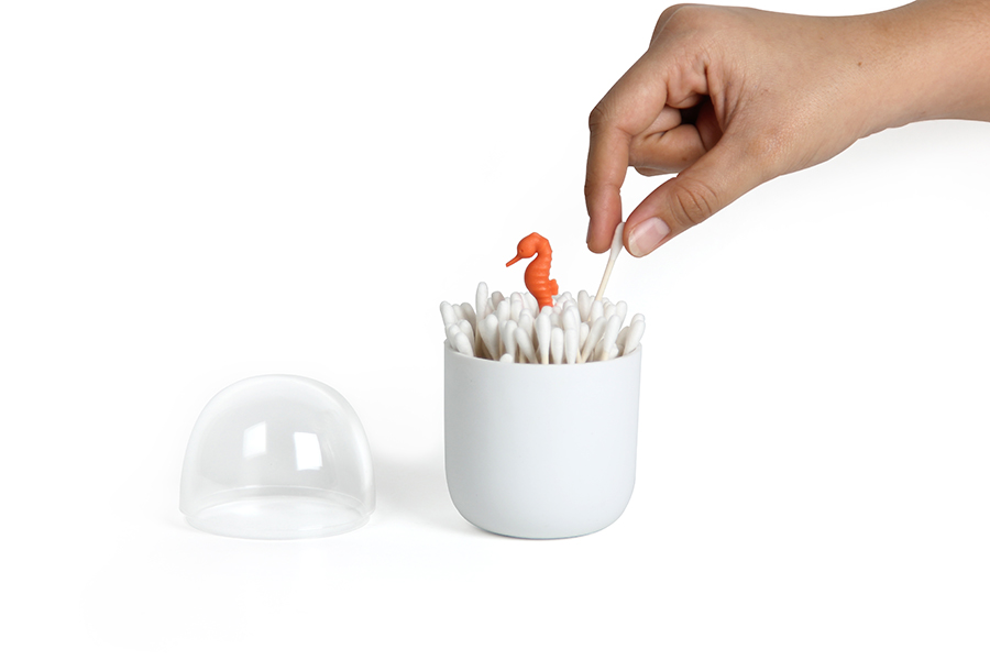 Контейнер для ватных палочек Seahorse белый QUALY  00-3869429 Белый;прозрачный  - Вид №5