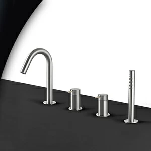 Смеситель для ванны матовая сталь с бежевой ручкой Toki Radomonte TKI16SCIL28