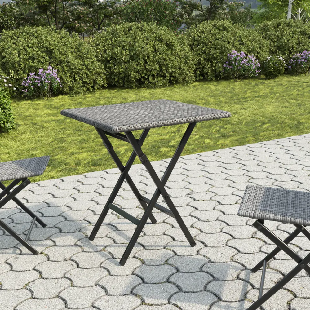Стол складной Zena 60x74 см искусственный ротанг серый 89409691 STLM-2048942 Santreyd нет