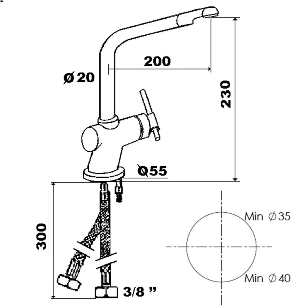 rvb Кухонный смеситель на одно отверстие и поворотный излив Dynamic 4527.11.01 - Вид №1