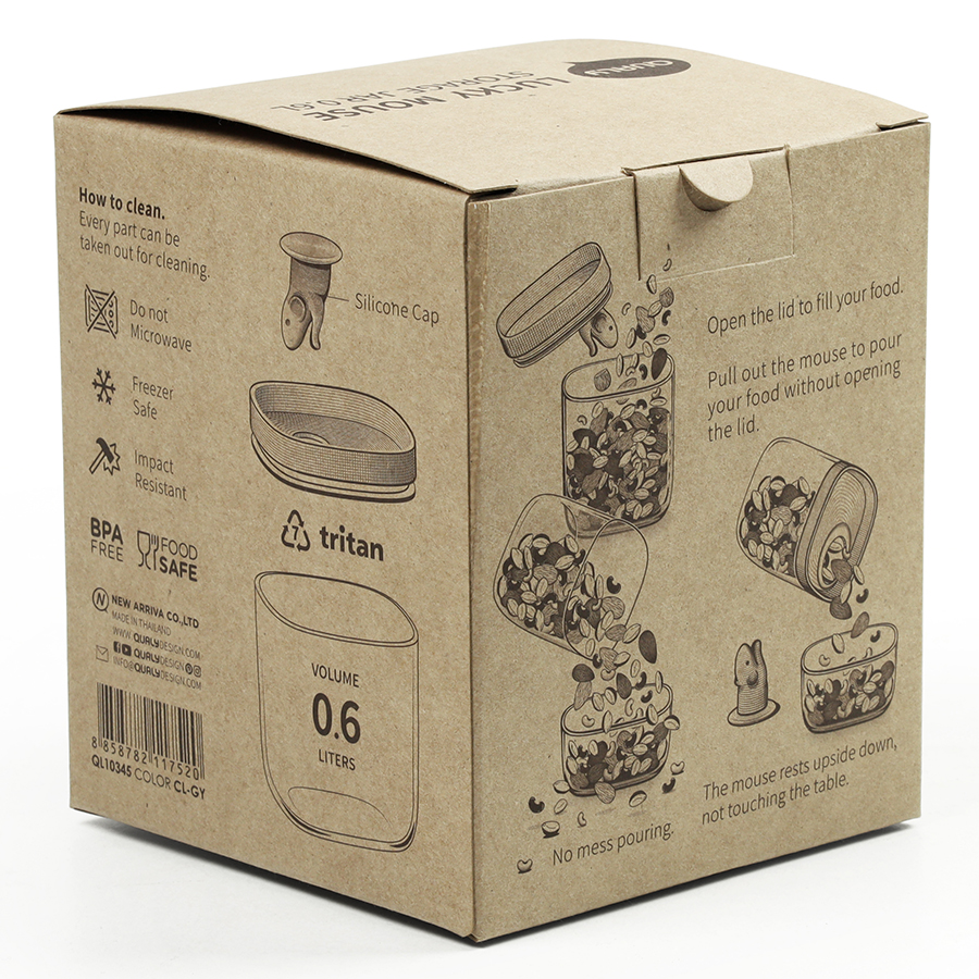 QL10345-CL-GY Контейнер для пищевых продуктов lucky mouse 0,6 л Qualy  - Вид №17