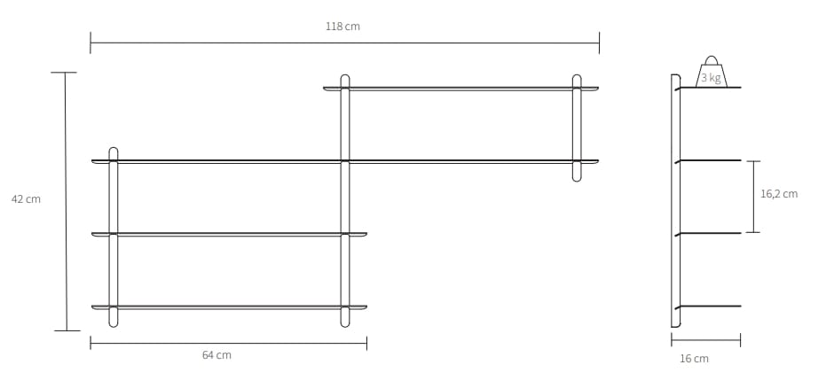 Стальной и деревянный настенный книжный шкаф Gejst Nivo ARCH-00076157 - Вид №12