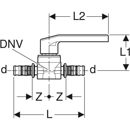 614.061.00.2 Шаровой кран Geberit Mepla с рукояткой Geberit  - Вид №2