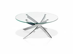Журнальный столик со стеклянной столешницей и металлическими ножками хромированный от Angel Cerda ANGEL CERDA  00-3865530 Серый
