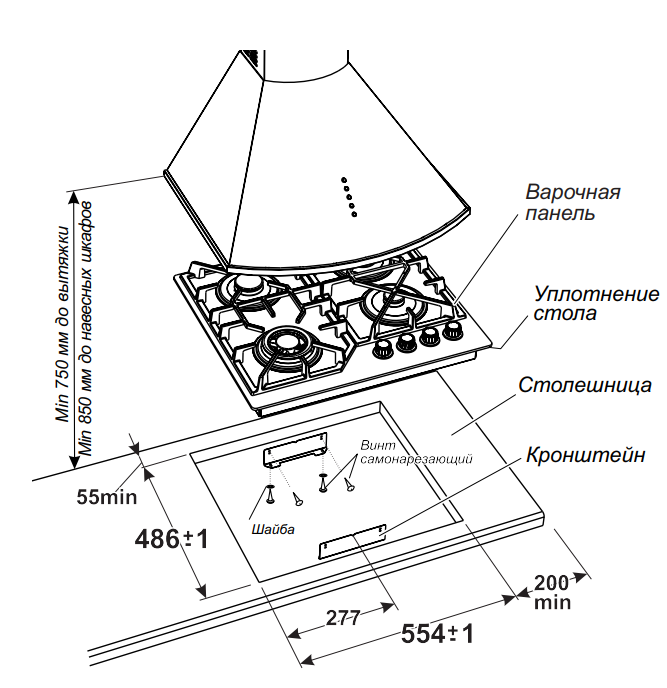 9291598 Газовая варочная поверхность Gefest ПВГ 2232-01 Р82 STDN-0112117 - Вид №8