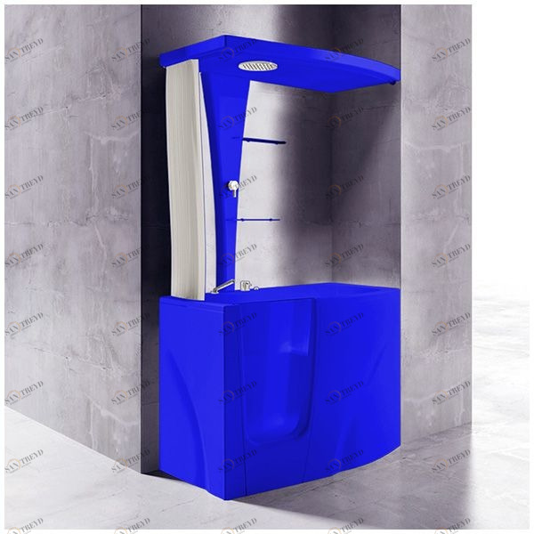 Ванна с кабиной GRUPPO TREESSE GEN-Y TOP STD-V3417|B3411-DX синяя угловая сидячая с дверью правосторонняя STDV3417B3411DXSI