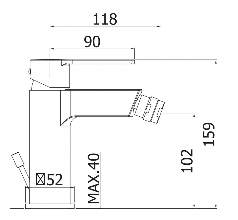 Смеситель на биде c донным клапаном CEZARES OVEST-BSM1-BIO  - Вид №1