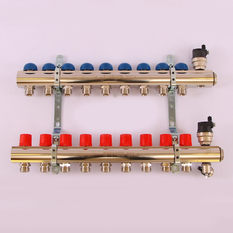 Коллекторная группа TOPWAY с регулировочными и термостатическими вентилями с резьбой под евроконус EMMETI 1"x3/4"ЕК 9 выходов 01298724 - Вид №3