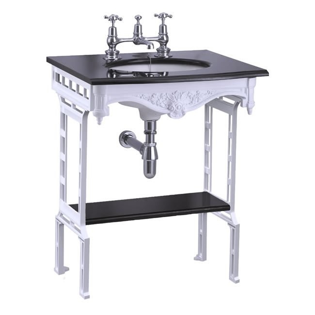 Гранитная столешница на 1,2 или 3 отверстия с подстольем из белого алюминия  Burlington G7 1TH, T43 WHI, G12 65см х 57,5см  - Вид №3