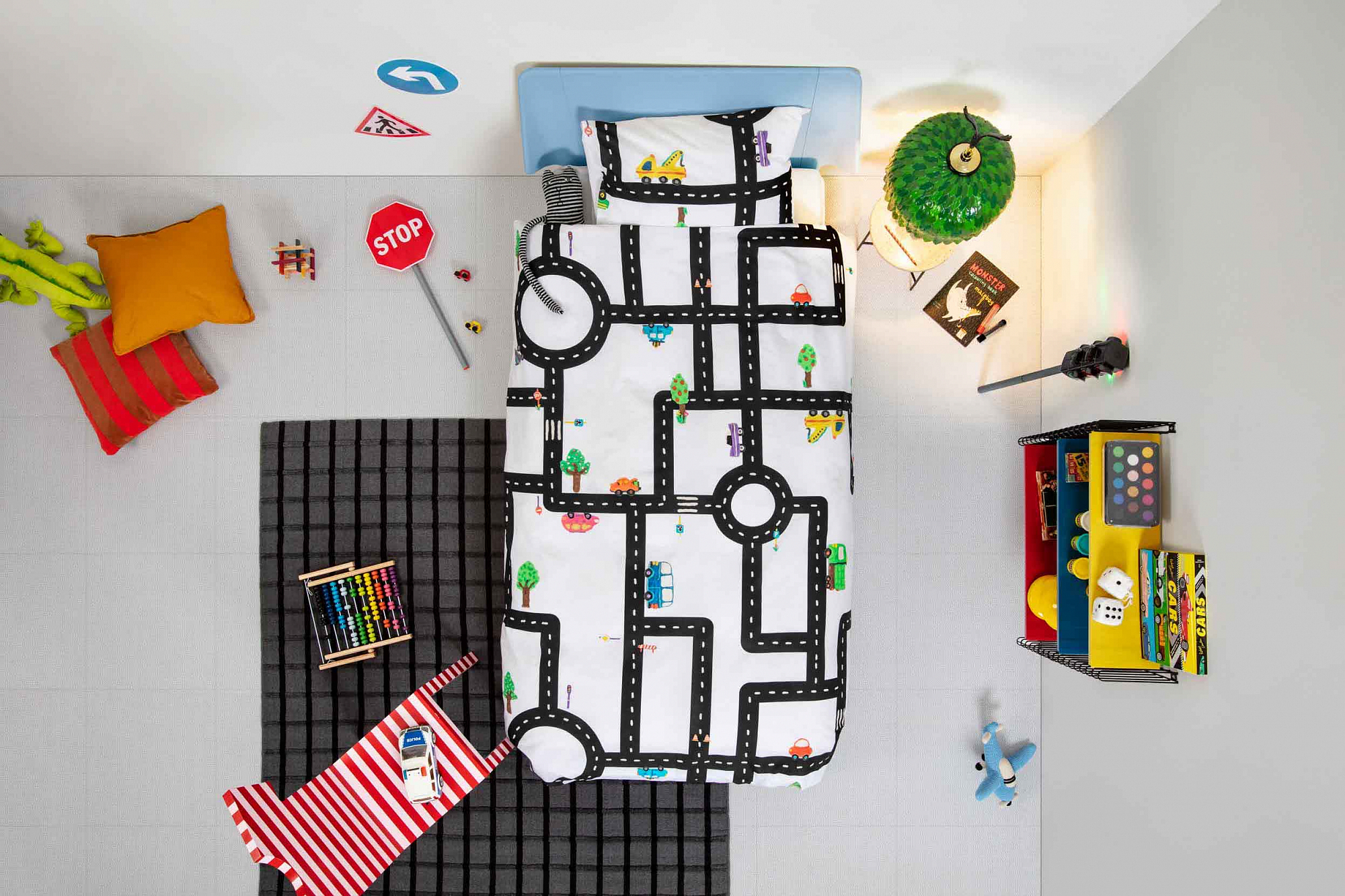 Детское постельное белье односпальное "Игрушечный трек" 150х200 см SNURK  335431 Белый;черный  - Вид №2