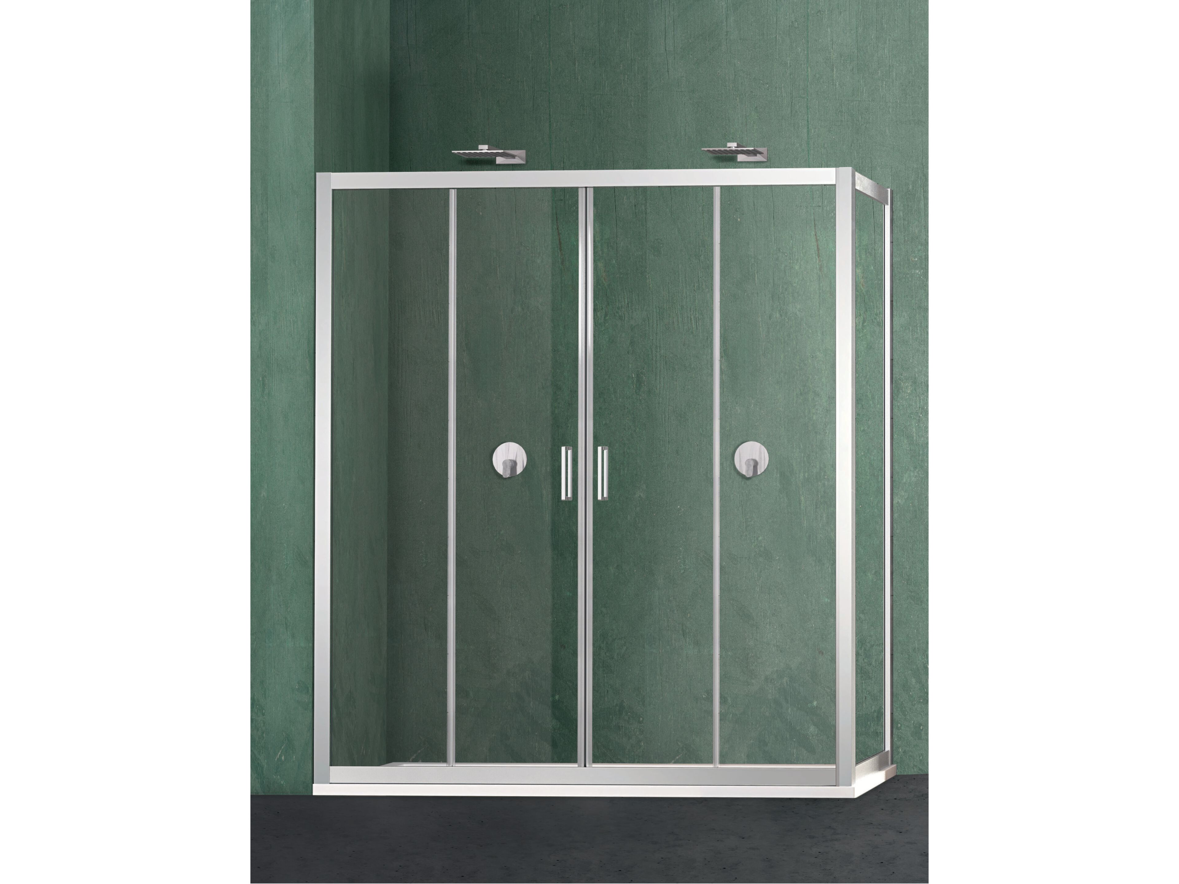 Угловая душевая кабина с раздвижной дверью Metidea платина ARCH-00050878 - Вид №1