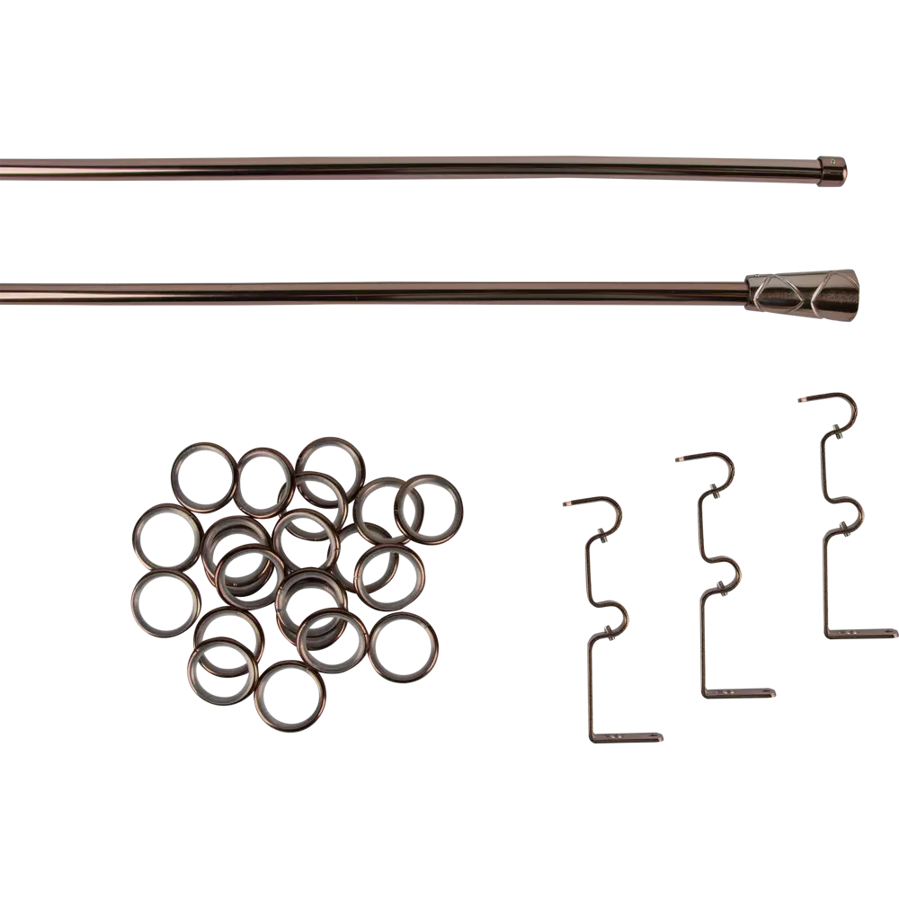 Карниз раздвижной двухрядный Inspire 160-300 см наконечник трапеция цвет коньячный 82544734 STLM-2064409  - Вид №1