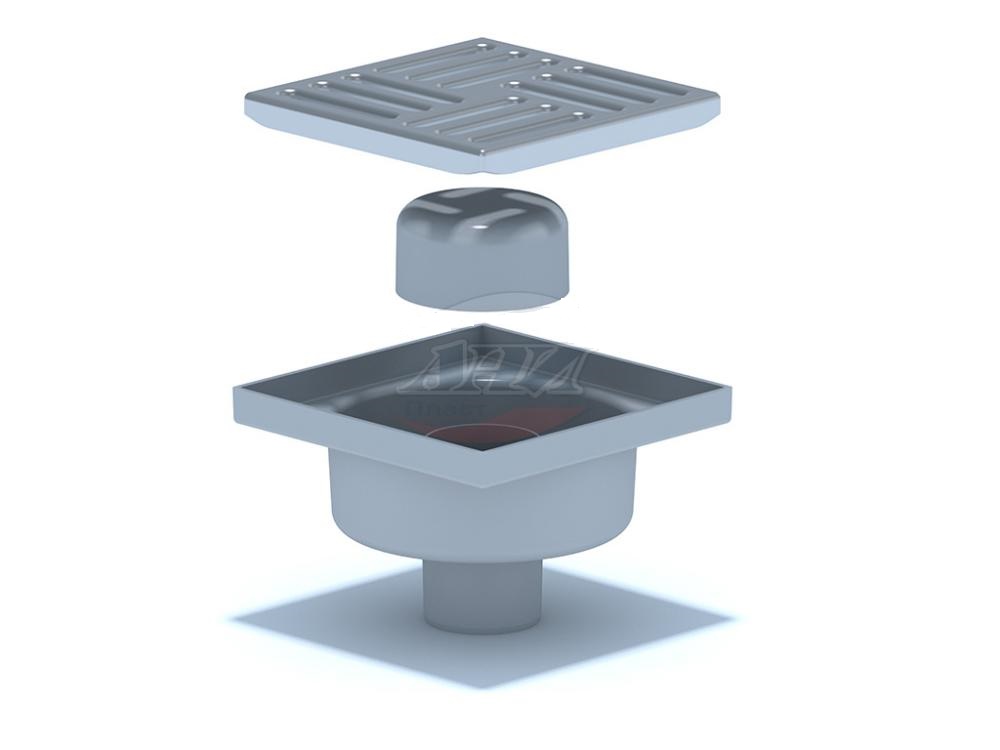 Трап вертикальный нерегулируемый с выпуском 50мм, с пластиковой решеткой 150х150 мм ТА 5210 АНИ пласт 7192 - Вид №1