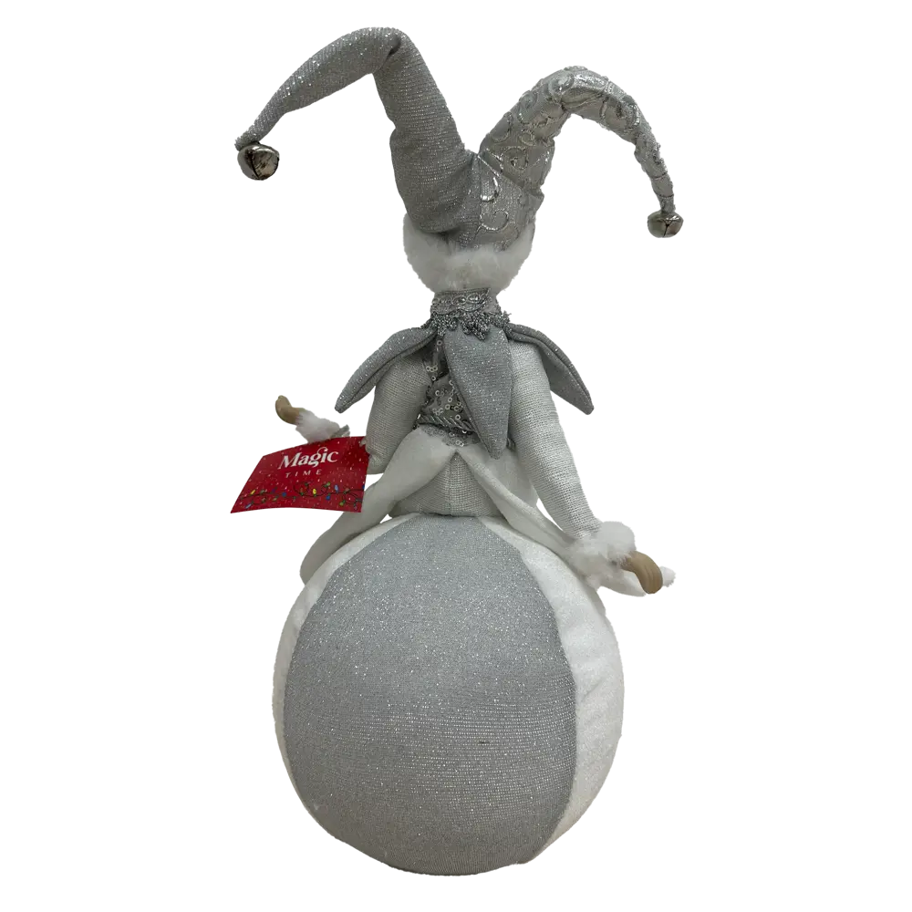 89381689 Декоративная фигура кукла Арлекин на шаре 40.5x20 см серебряный STLM-1407811 Santreyd Christmas - Вид №3