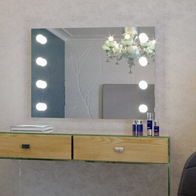 Зеркало гримерное с подсветкой прямоугольное "Стэллар-2" GRAUM ДИЗАЙНЕРСКИЕ 304052 Зеркальный  - Вид №2