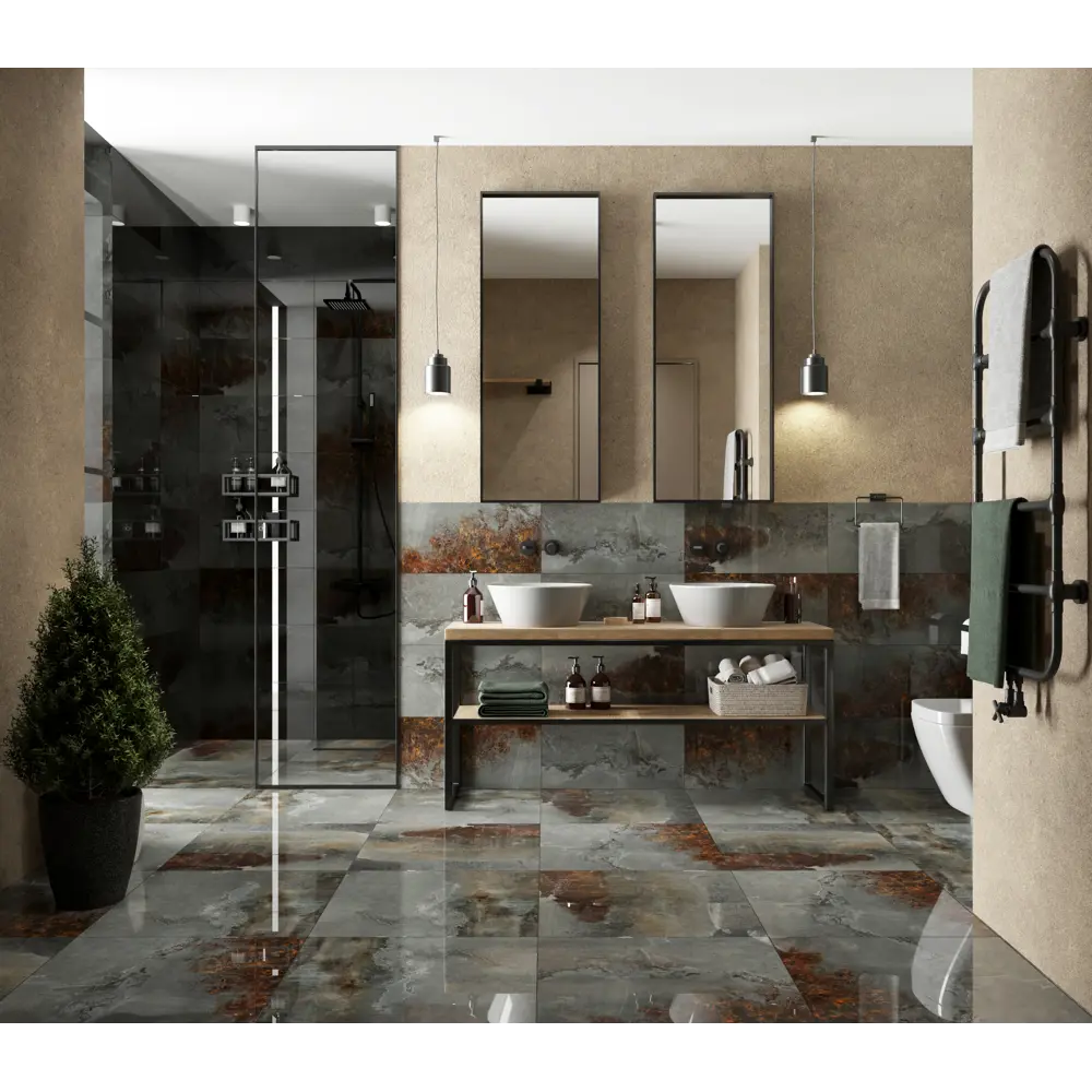 Керамин Этна 1: настенная плитка серого цвета с глянцевым эффектом 89398685 STLM-1574338 - Вид №6