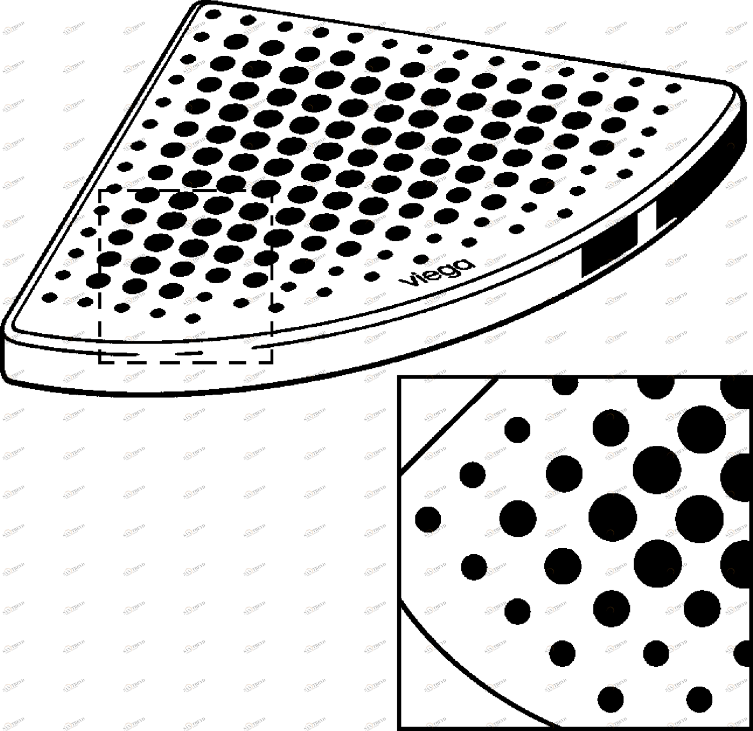 Канализационная арматура  Решетки  Треугольной формы (круглый) VIEGA 592 653 Модель 4973.41 Santreyd 