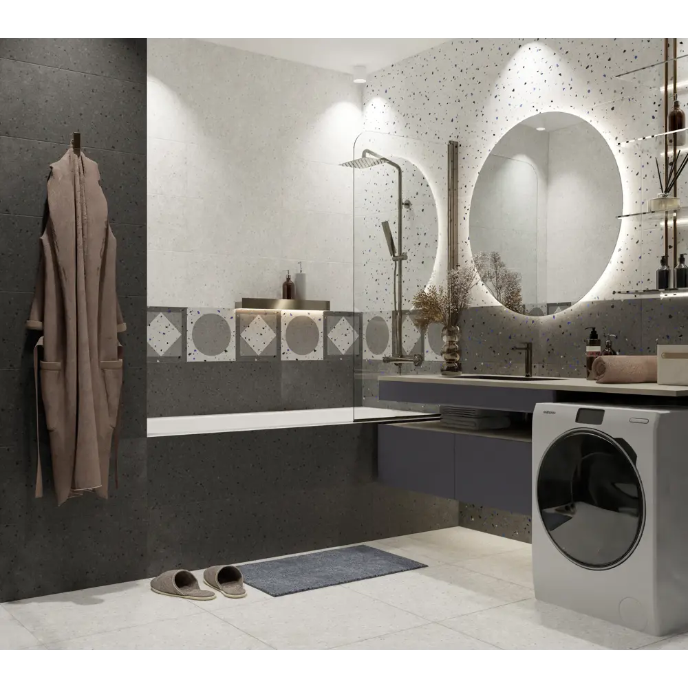 Керамин Салерно 5Д - настенная плитка графит 60×30 см с эффектом терраццо 89398688 STLM-1573790 - Вид №5