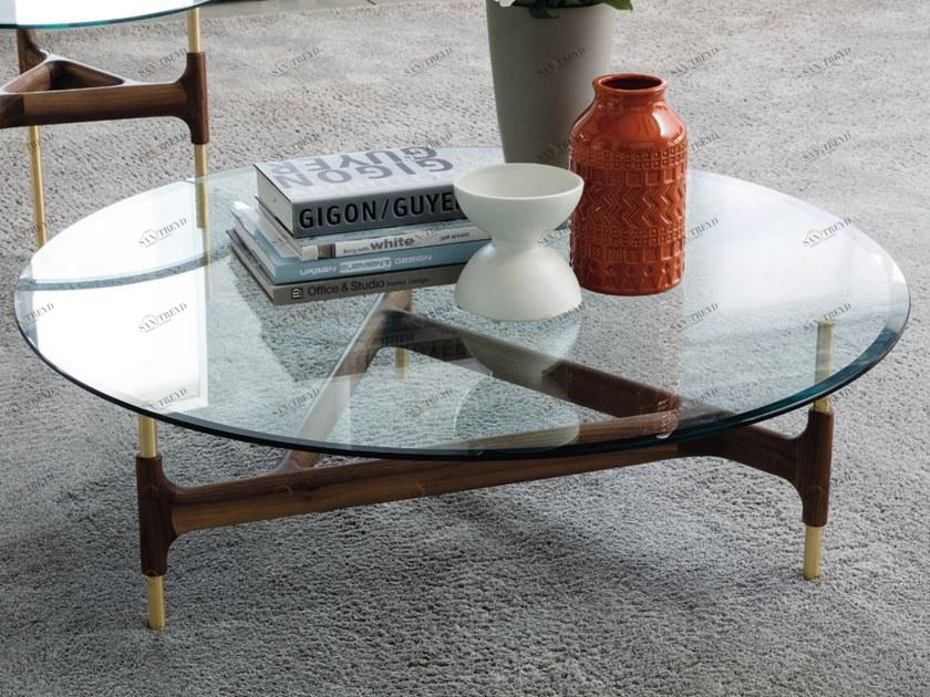 Porada Низкий круглый журнальный столик из хрусталя Iron sun-id-1376369