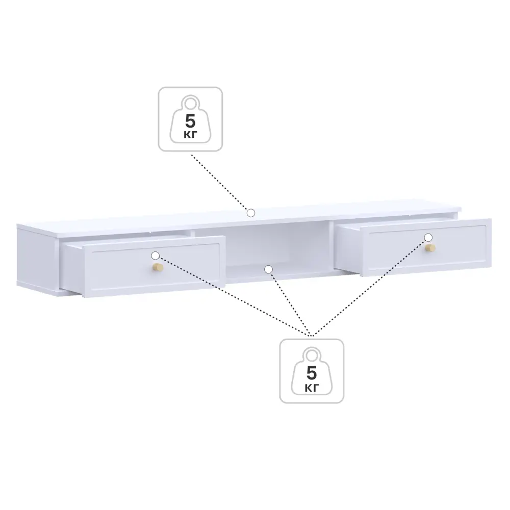 Тумба под телевизор KONSENSA Амьен 150x20x30 см ЛДСП цвет белый Лион STLM-2009250 - Вид №5