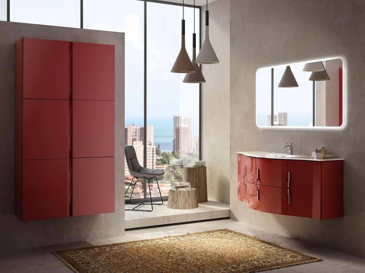 Мебель для ванной CEZARES STING 138 Rosso - Вид №1