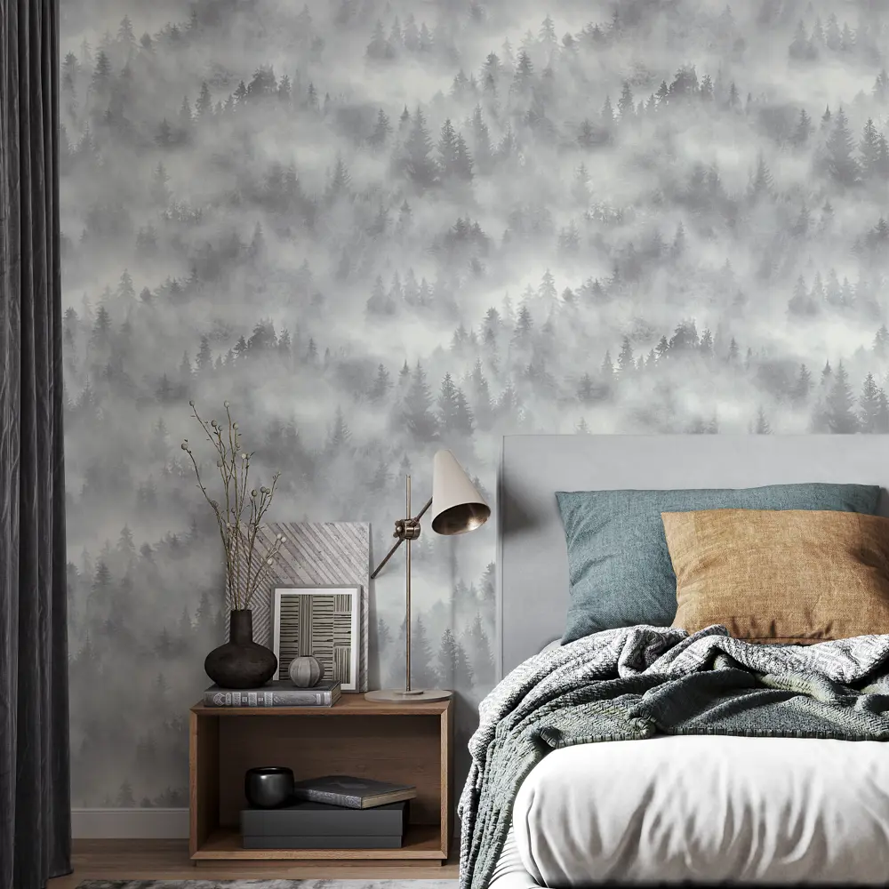 Palitra Home My Forest - Серые флизелиновые обои с лесным принтом 85683039 STLM-0065160 - Вид №2