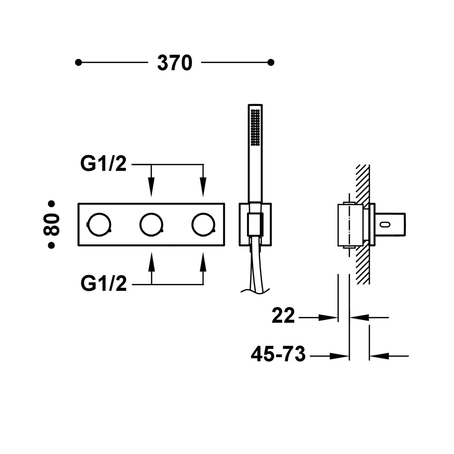 B-SYSTEM 4-ходовой встраиваемый термостатический смеситель B-system-30735401AC TRES Thermostatic - Вид №1