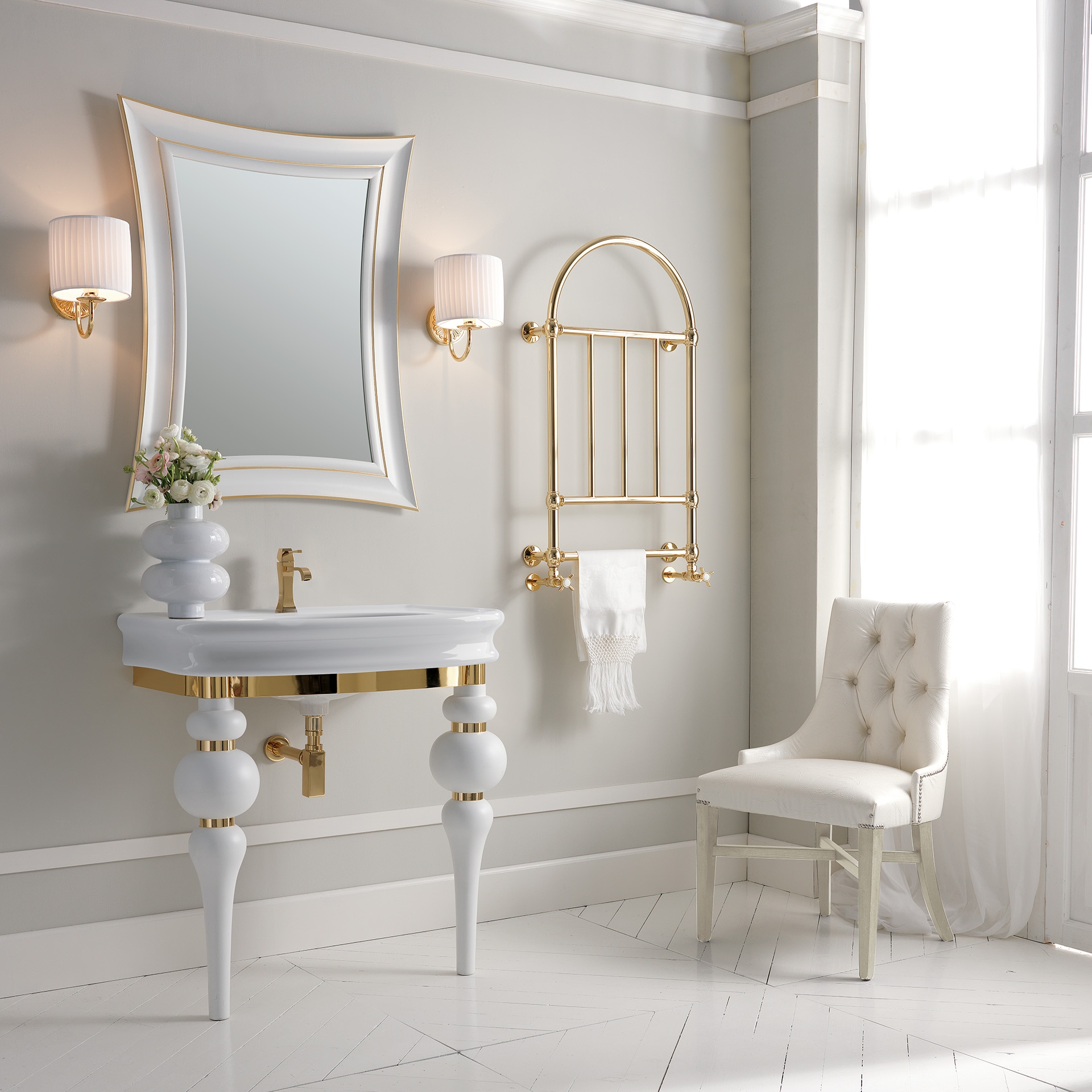 VV3070 3SC Консоль Via Veneto с умывальником и сифоном LA11, белый матовый Classico Treesseci 3SC - Вид №1