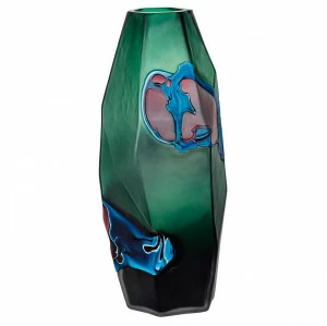 Ваза для цветов стеклянная сине-зеленая 30 см GARDA DECOR ДИЗАЙНЕРСКИЕ 352253 Зеленый