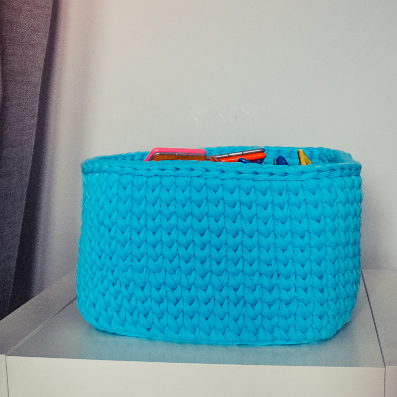 Вязаная корзина квадратная малая голубая VAMVIGVAM  282002 Голубой Santreyd  - Вид №3